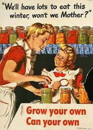 Victory Garden World War II Poster with Mother and Daughter Grow Your Own Can Your Own